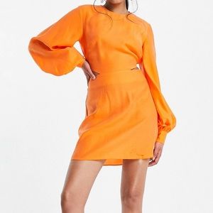 ASOS blousen sleeve mini dress in orange
